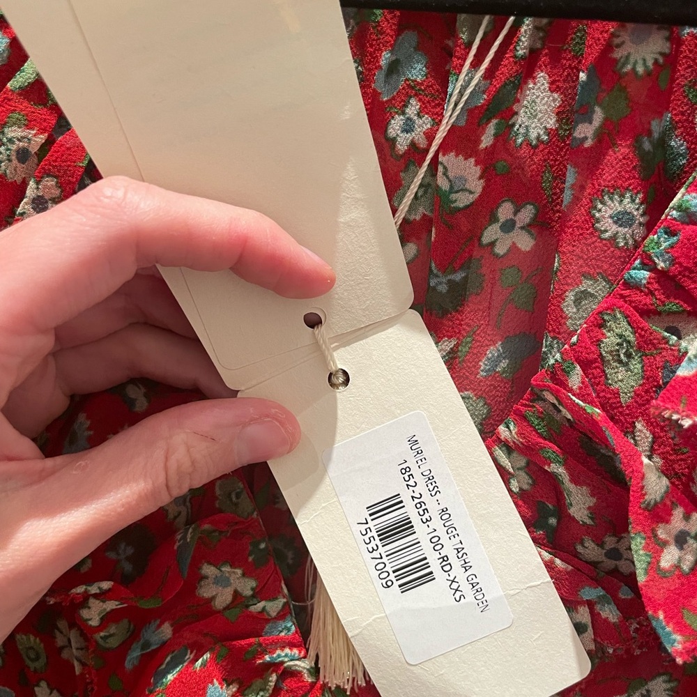 NWT DOEN MURIEL DRESS - XXS (roughly size 0-2) Red Print - Silk - Picture 8 of 12